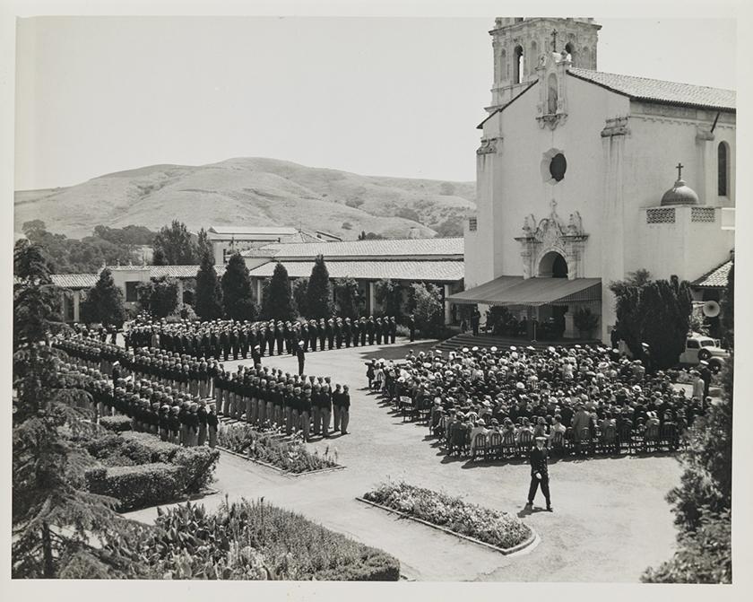 Cadets at Saint Mary's Pre-Flight attend a ceremony. 