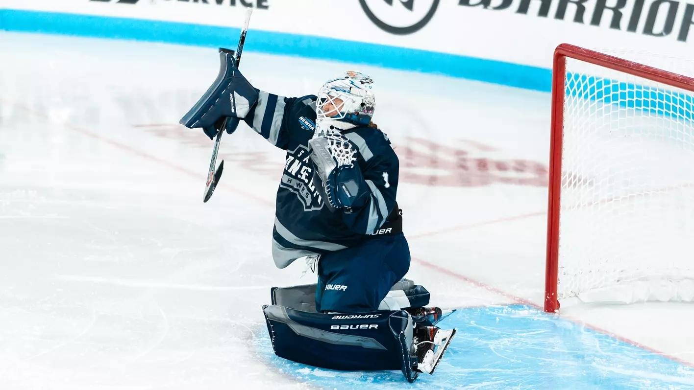 Saint Anselm freshman goaltender Kayla Czukoski