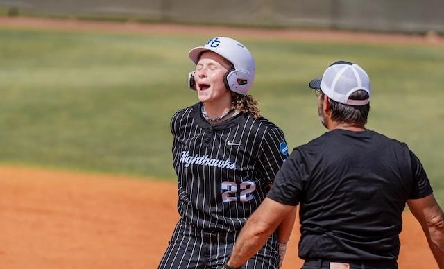 North Georgia's Marycille Brumby celebrates another DII softball win.